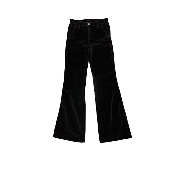 Tory‎ Burch Pants Velvet Black Size 24 High Waisted Flare - Picture 1 of 9